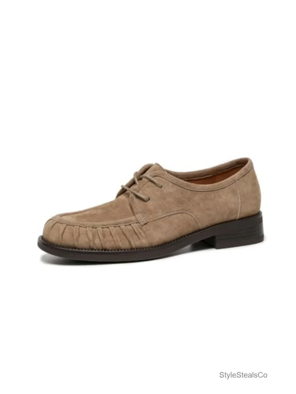 Lambskin Suede Lace Up Loafers Women Casual Office Shoes